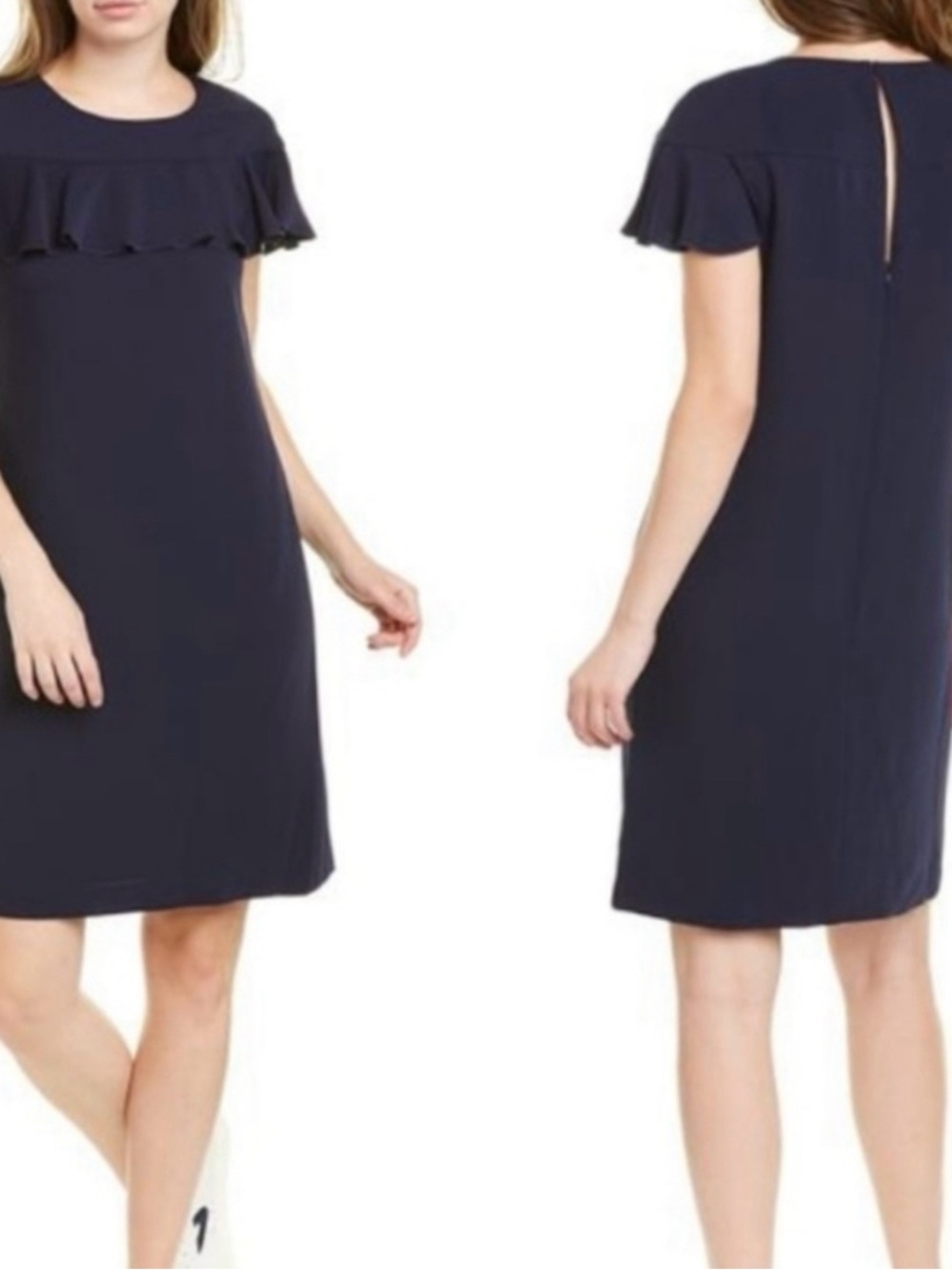 BWT Trina Turk Navy Ruffle Yoke Mini Dress Size 2